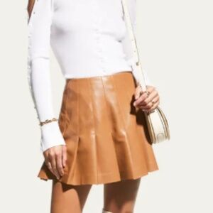NWOT Alice + Olivia Carter Vegan Leather Pleated Mini Skirt